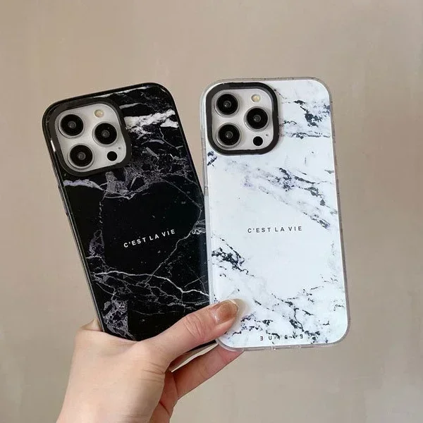 

2.0 Version Acrylic Upgrade Border Marble Phone Case Cover for IPhone 11 12 13 14 15 16 Pro Max Case