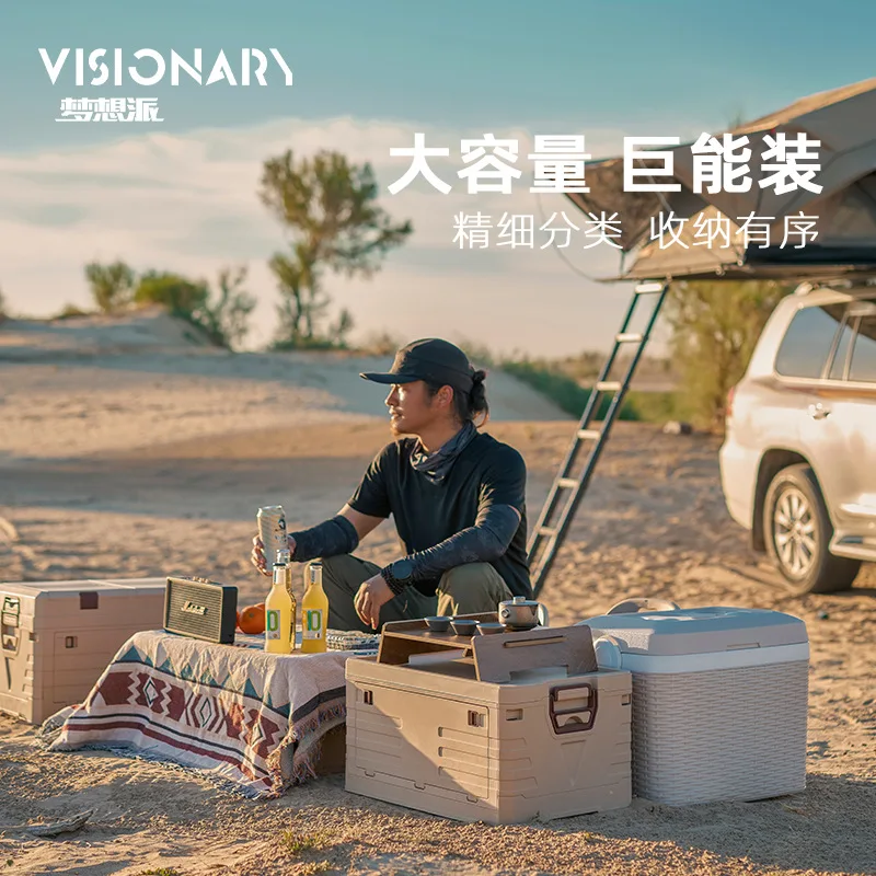Car Camping Box Foldable Box Lid Cover Outdoor Camping Sort Out Storage Box Large Capacity Closet Organizer Storage Organizer