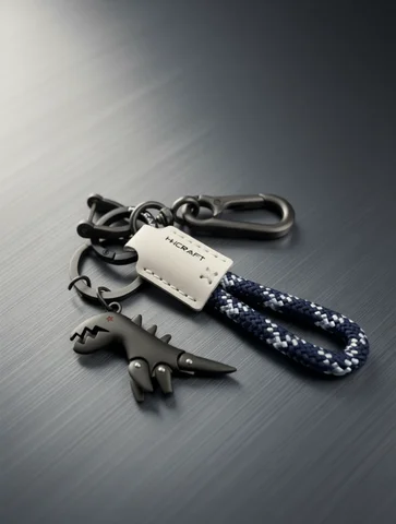 Motorcycle Decoration Accessories and Car Keychain Single Leather Woven Rope Metal Keychain Handbag Pendant Small Gift