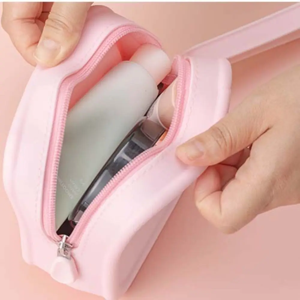 Morandi Color Silicone Cosmetic Bag Coin Purse Large Capacity Multifunction Storage Bag Rectangle Solid Color Small Item Bag Men