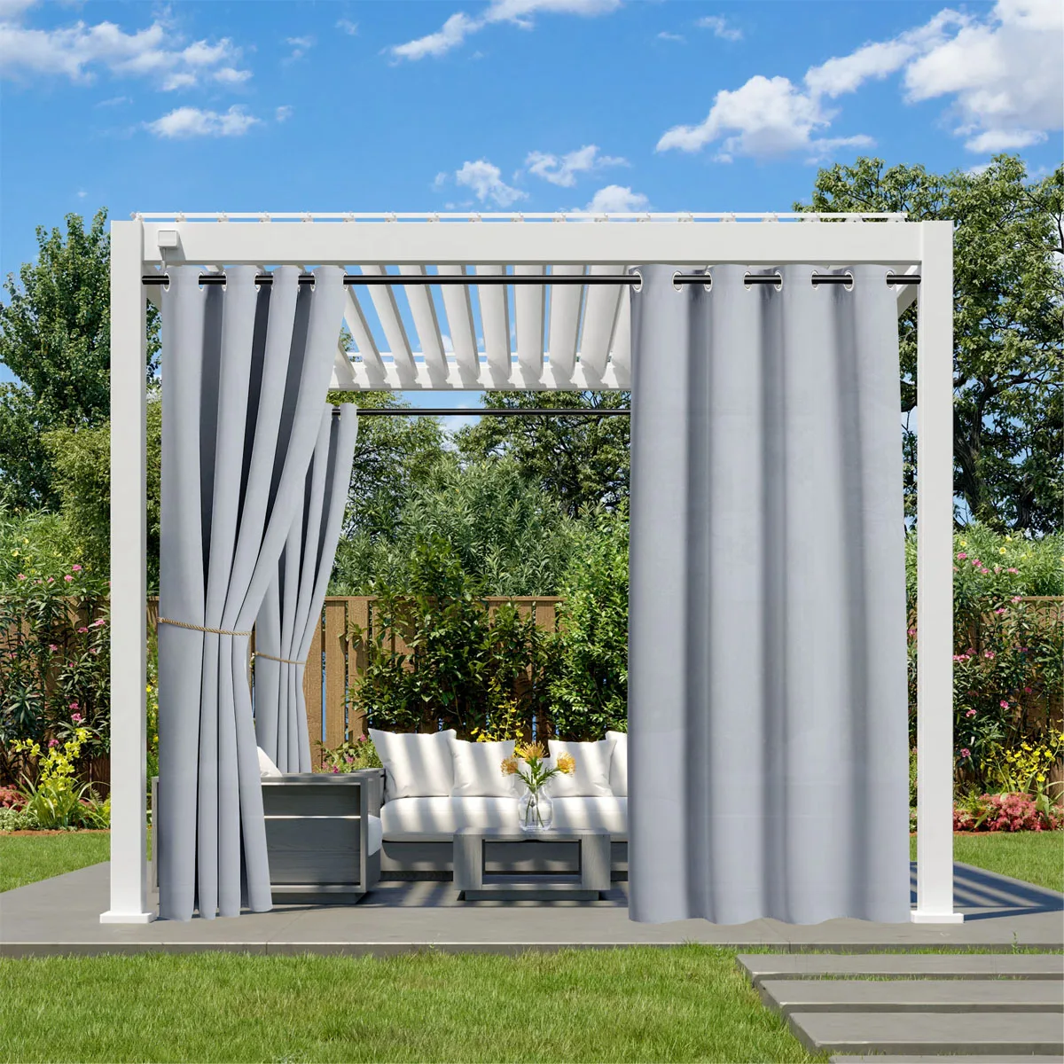 1Pc, Waterdicht Outdoor Grommet Gordijn Voor Patio Prieel Veranda Pergola