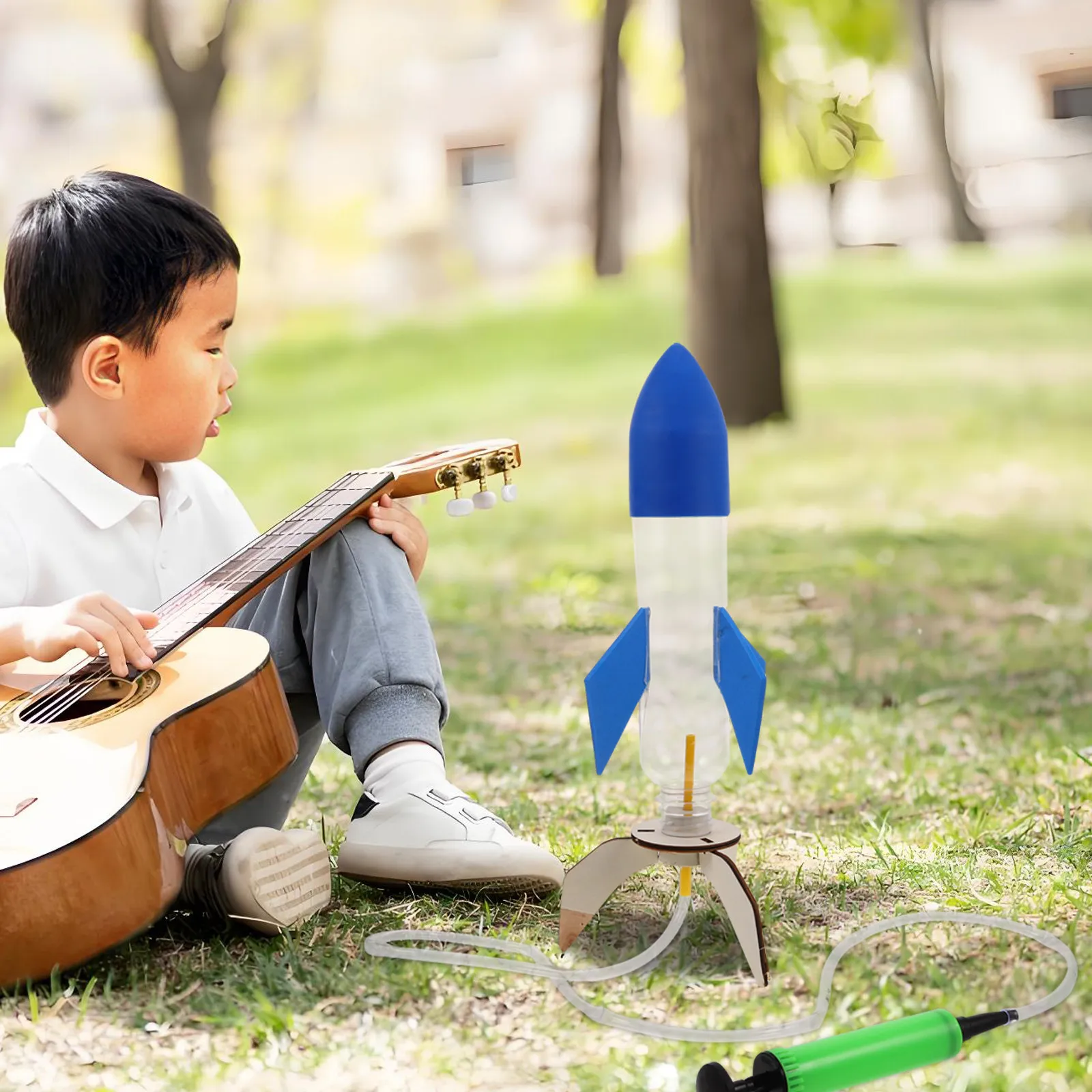 Lanzador de Cohetes DIY para Niños, Cohete Espacial Creativo, Aprendizaje Interactivo de Física, Juego de Verano con Rociador de Agua, Juego entre Padres e Hijos, Cumpleaños
