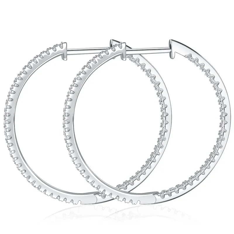 FCGJHW Moissanite Loop Earrings for Women 925 Sterling Sliver 1.2mm D vvs1 Lab Grown Diamond Ear Studs Fine Jewelry Gift