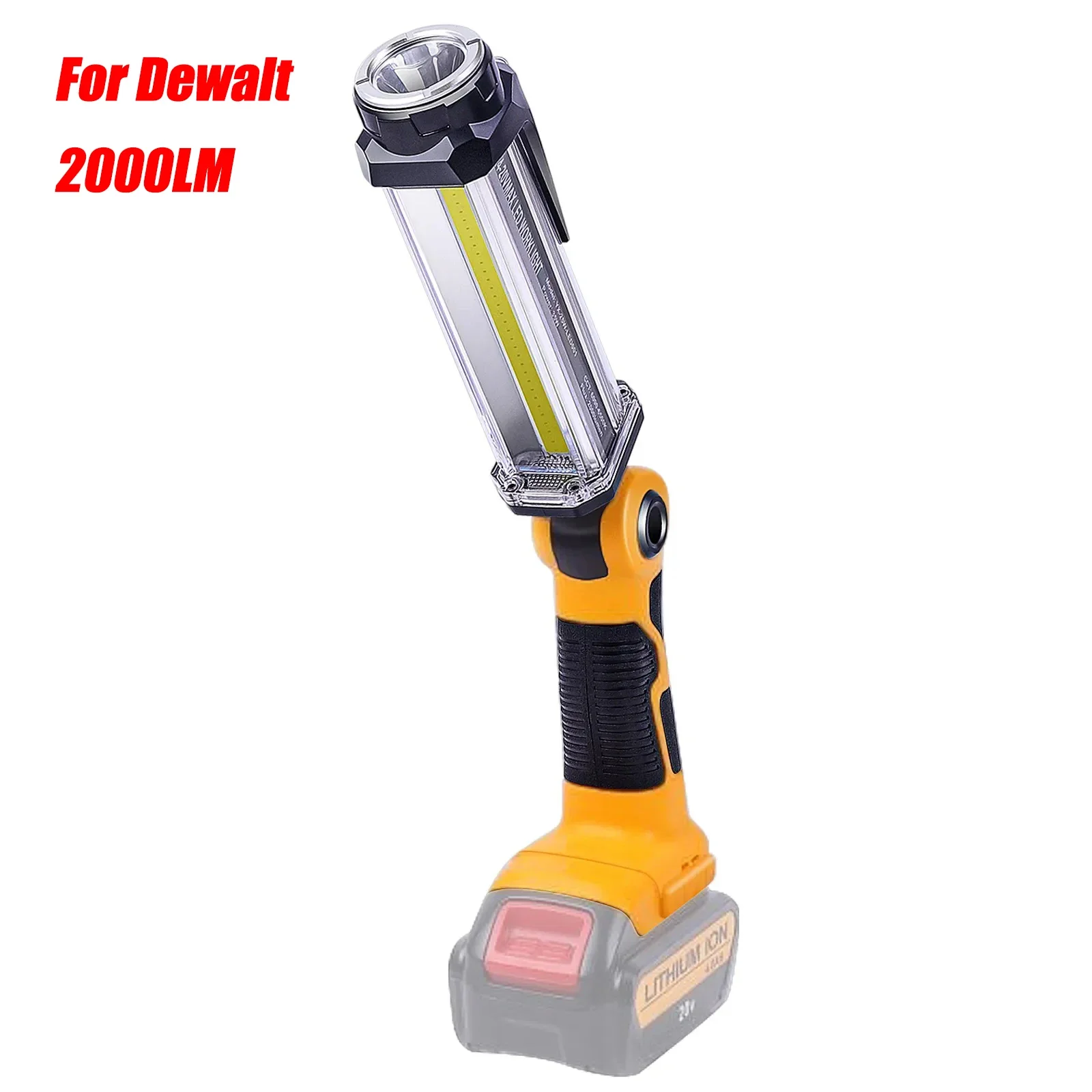 2000LM LED Work Light Portable Outdoor Flashlight Camping Lanterns Vertical Downlight for DeWalt 14.4V-18V Li-ion Battery