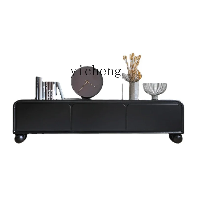 

XL Retro Style TV Cabinet and Tea Table Combination Living Room Home Antique Style Black Floor Cabinet