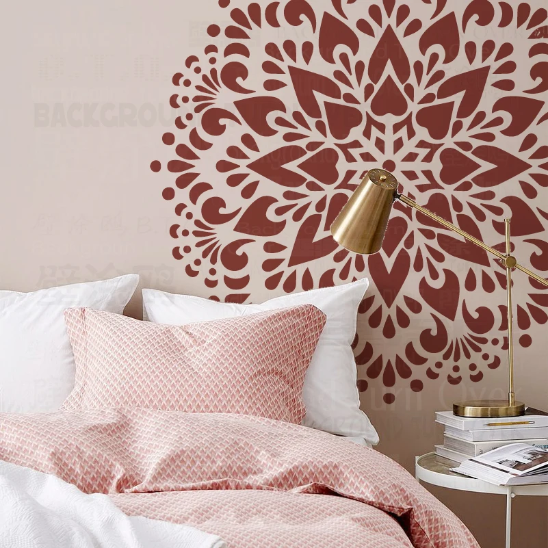 70cm - 110cm Stencil For Painting Wall Template To Paint Furniture Makers Putty Huge Giant Mandala Round Flower Lotus S243