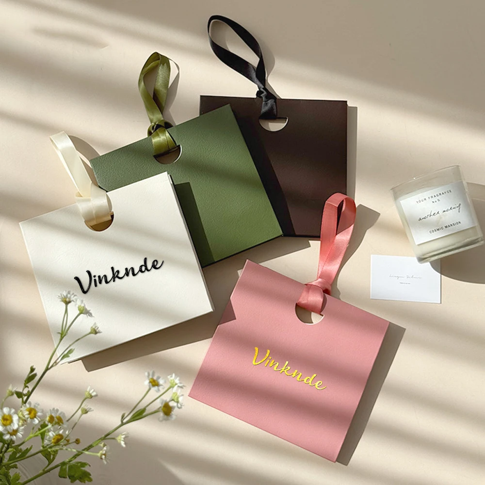 شعار مخصص 22x18x8.5 سنتيمتر هدية القهوة ورقة حقيبة مجوهرات العطور مستحضرات التجميل تخزين صغير التعبئة والتغليف حمل حقيبة باليد الشريط #5