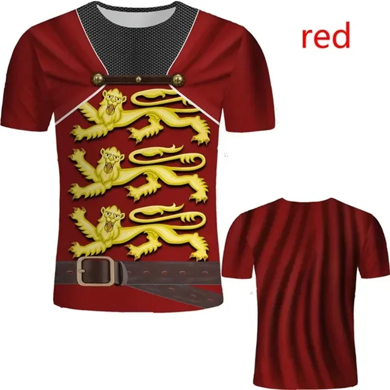 

Summer Hot Selling Men's 3D Printed Interesting Medieval Battle Armor Role-playing T-shirt Retro Style Knight Armor Casual Top