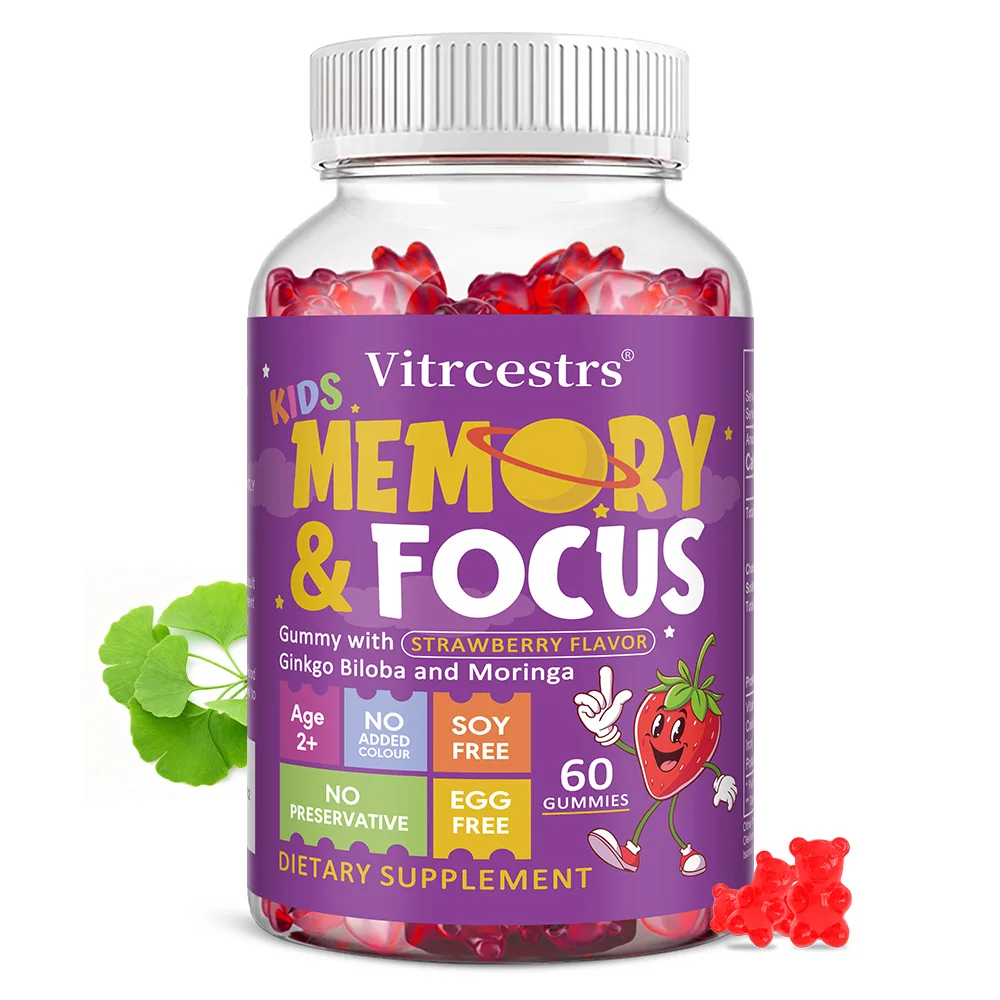 Kid’s Ginkgo Biloba Gummies, Extra Strength with Potassium, Supports Cognitive Wellness, Attention & Focus, Vegan & Non-GMO