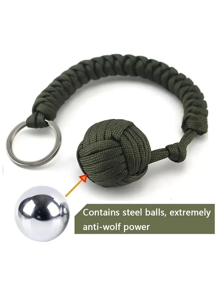 Hoge kwaliteit outdoor zelfverdediging aapvuist stalen kogel paracord sleutelhanger survival veiligheidsbescherming accessoires paracord uitrusting - afbeelding 2