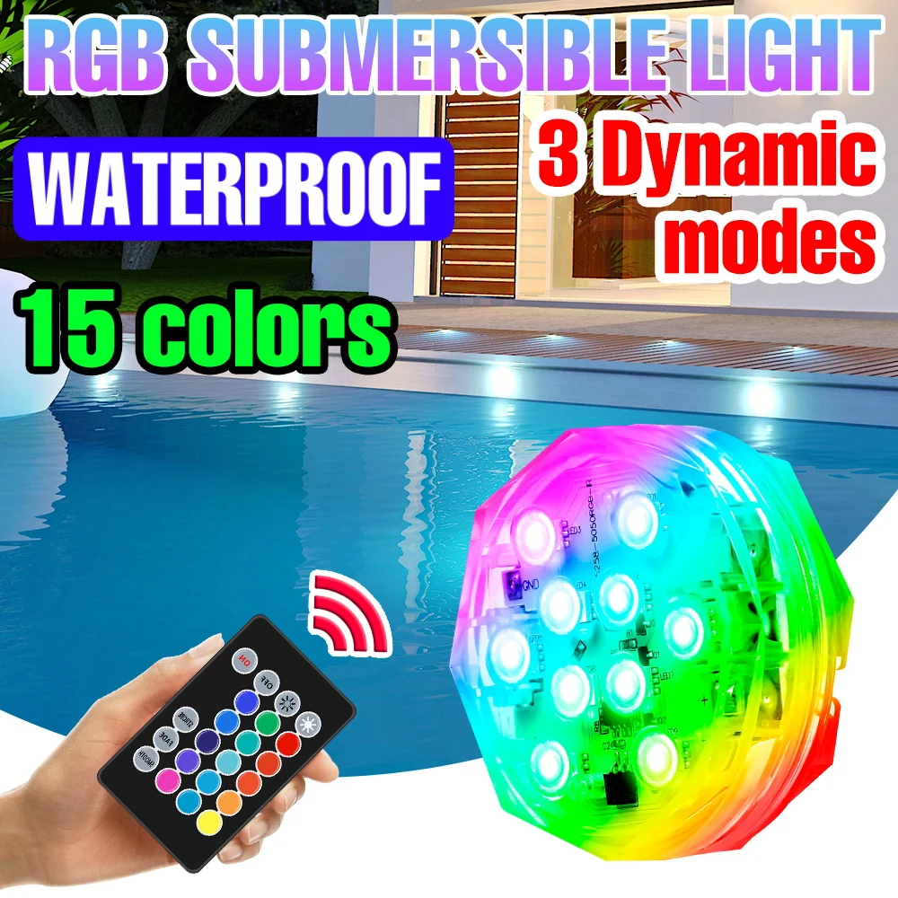 

RGB Underwater Lights LED Submersible Lamp IP65 Waterproof Swimming Pool Garden Pond Fountain Fish Tank Outdoors Decor Lighting