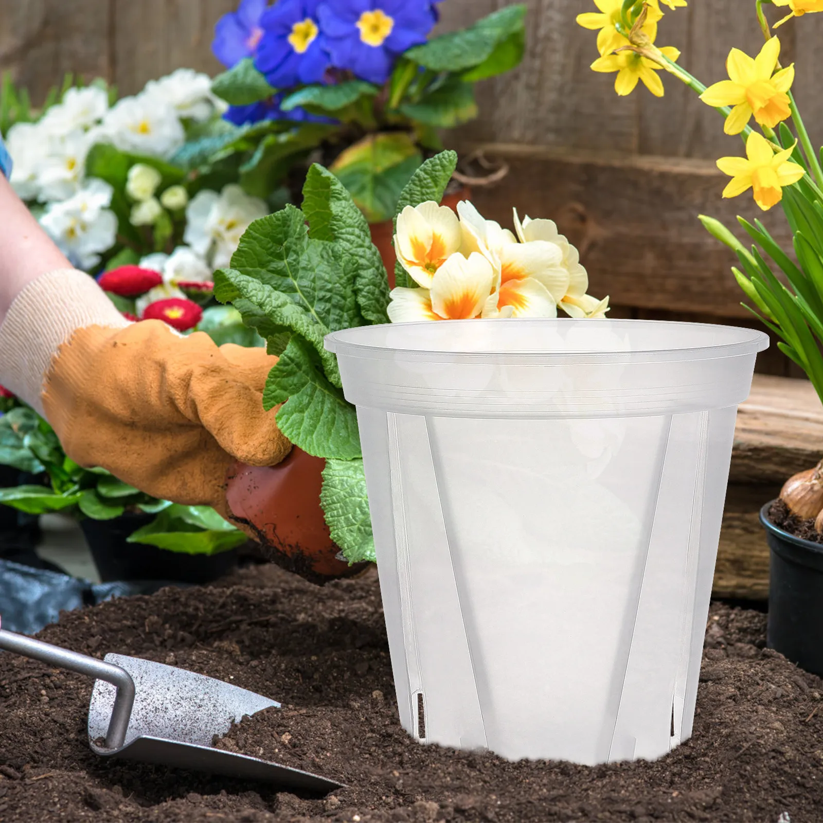 2Pcs Root Control Nursery Pots Transparent Plastic Drainage Holes for Succulents Cactus Herbs Small Plants Clear Plant