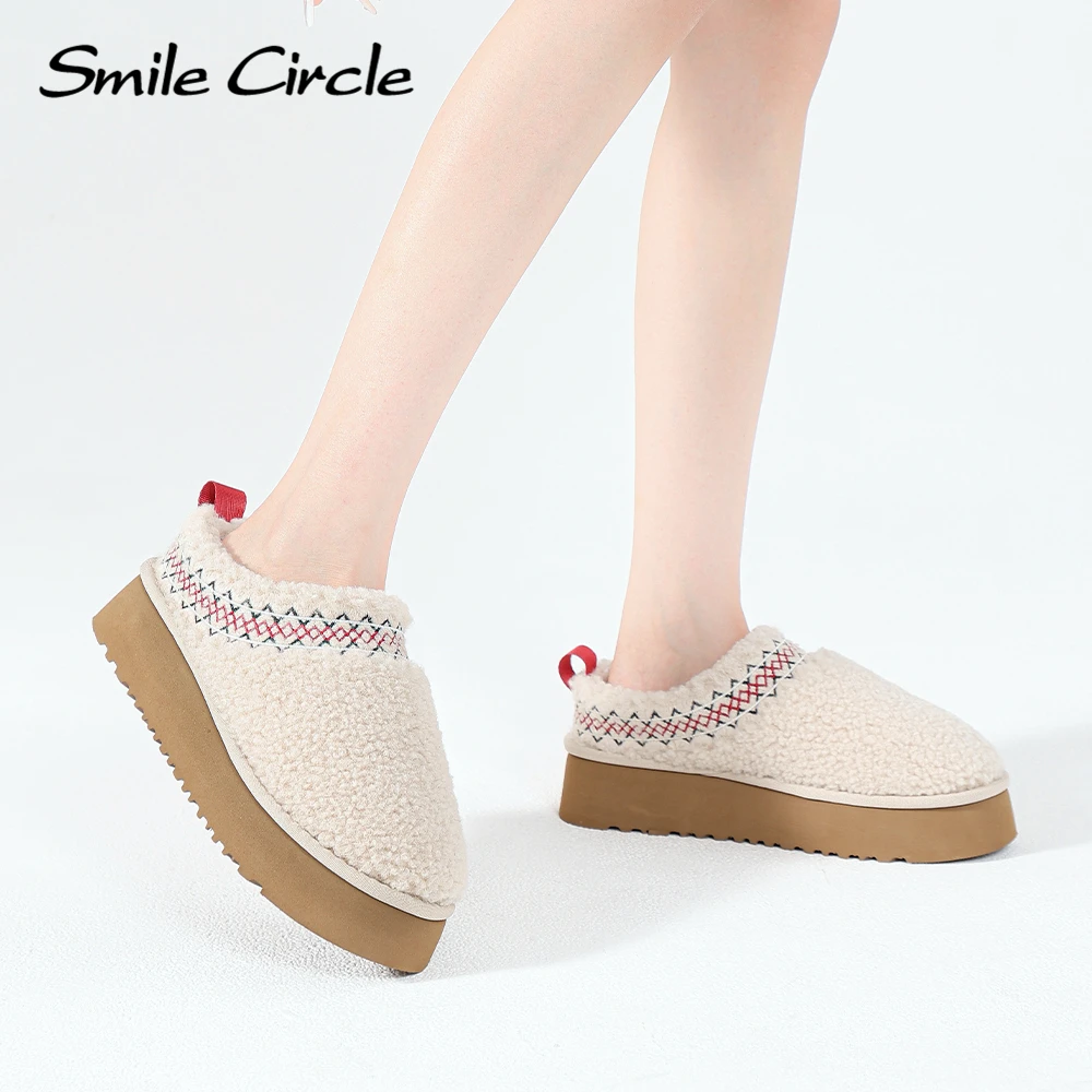 Smile Circle Women\'s Tazz Slipper Winter Fur Wool Shoes