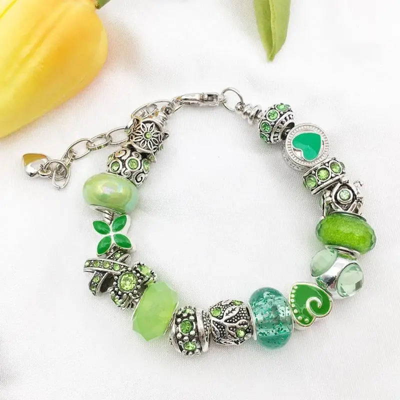 

31BB 80pcs Handmade Lampwork Glass European Beads Large Hole Charms Crafting 10mm