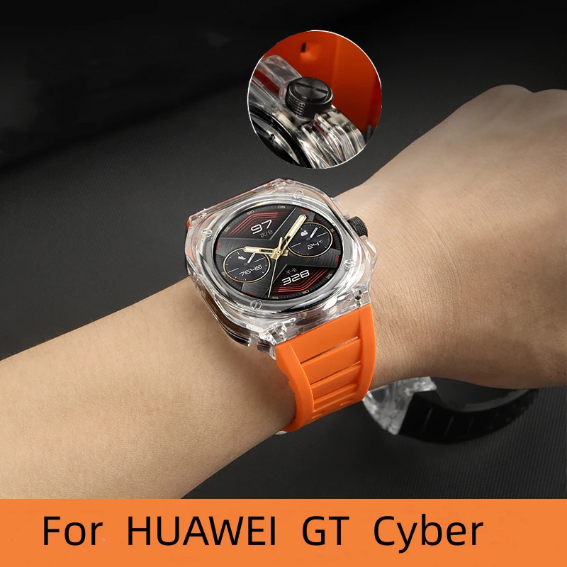 Case Band Modification Kit for Huawei Gt Cyber Watch Transparent Case silicone Strap for Gt Cyber Rubber Sport Band Accessories