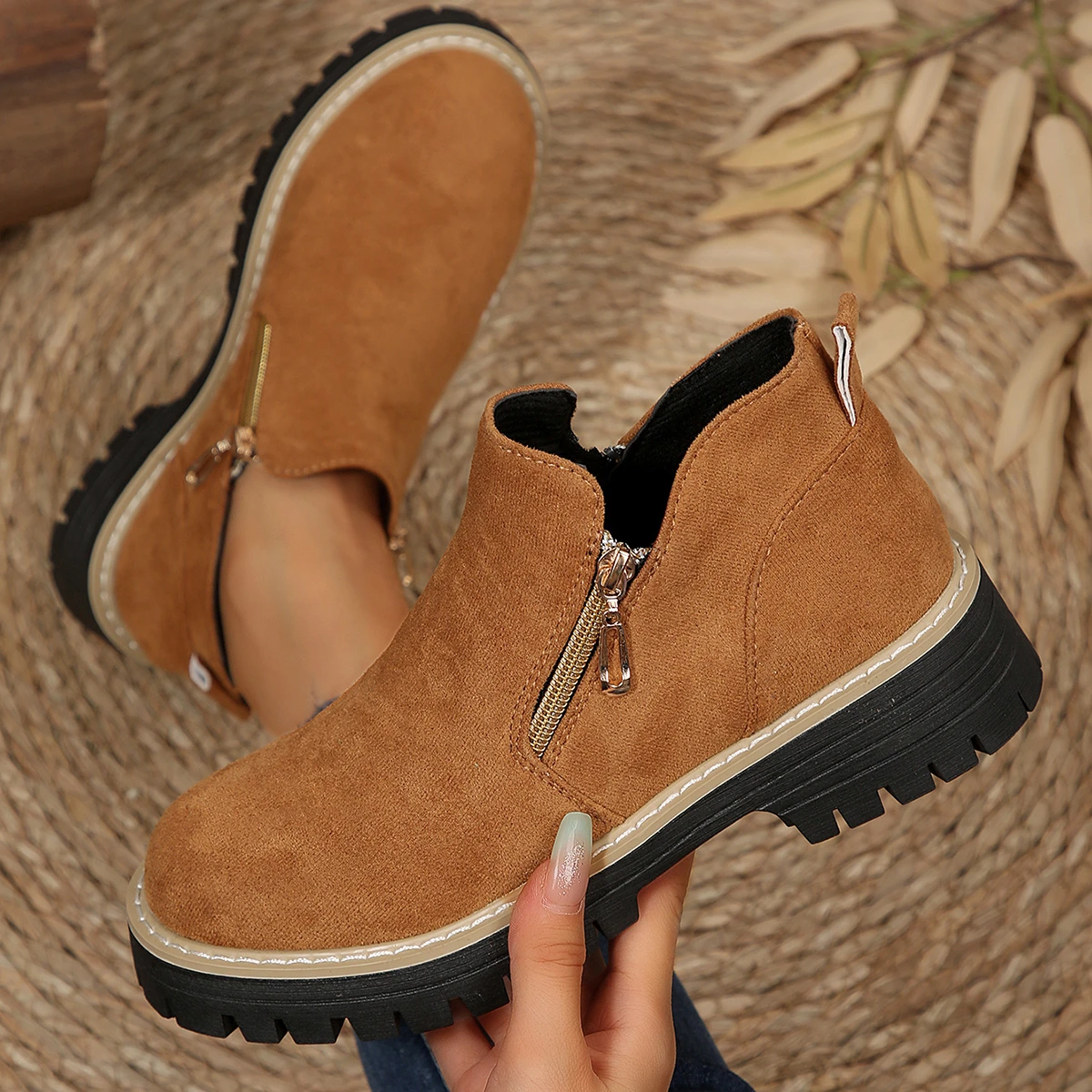 

Women Ankle Boots Outdoor High Heels Shoes Women Comfortable Platform Short Boots Women 2025 Autumn New Zapatos De Mujer