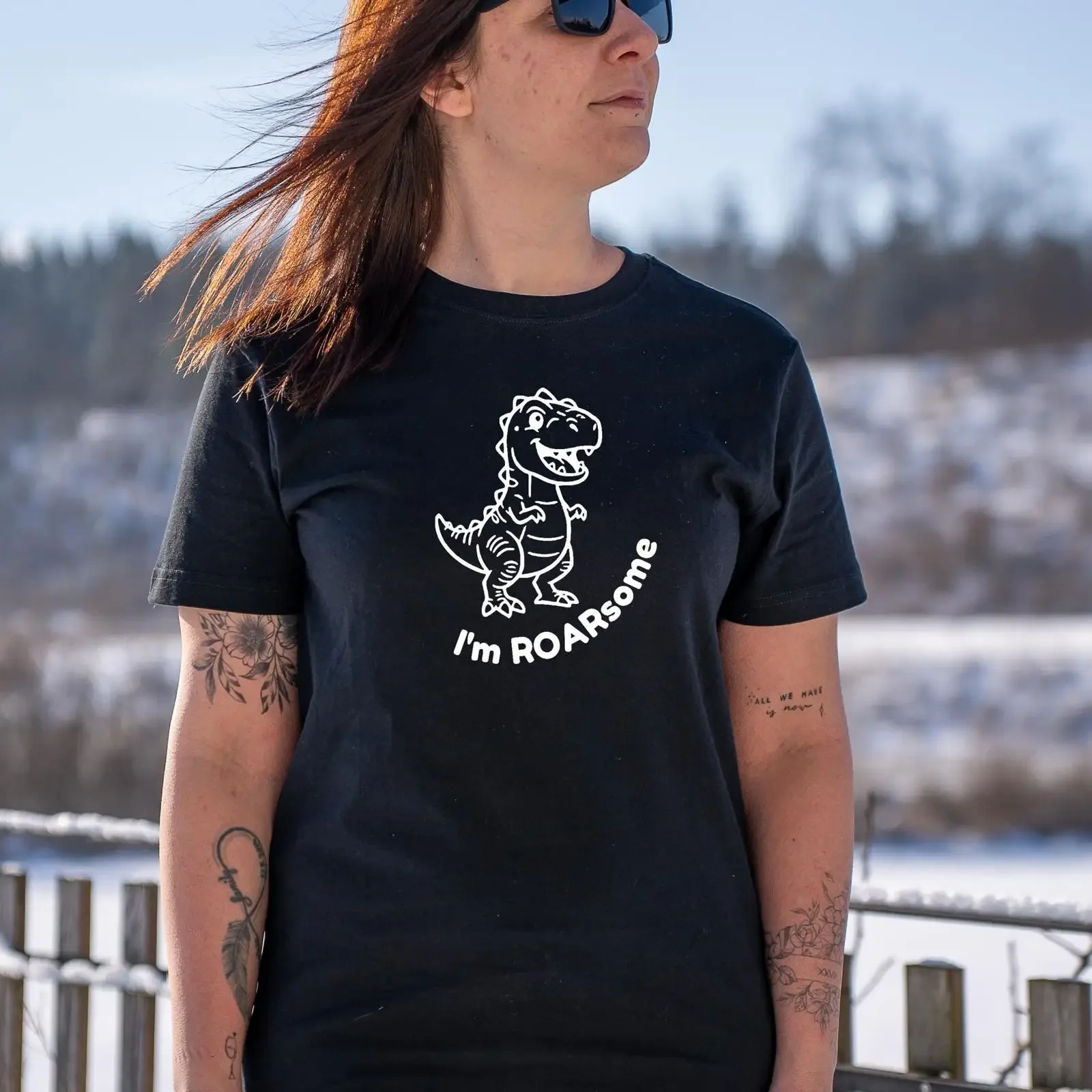 T Rex Dino I m ROARsome Shirt UNISEX fairly produced Dinosaur vintage Washed Unisex graphic streetwear designer clothes Soft