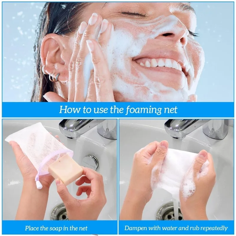 1-100 قطعة شبكة رغوة الوجه التوقف الحقيبة للحلاقة كريم مولد رغوة غنية غسل الوجه غسل الجسم حمام الملحقات #5