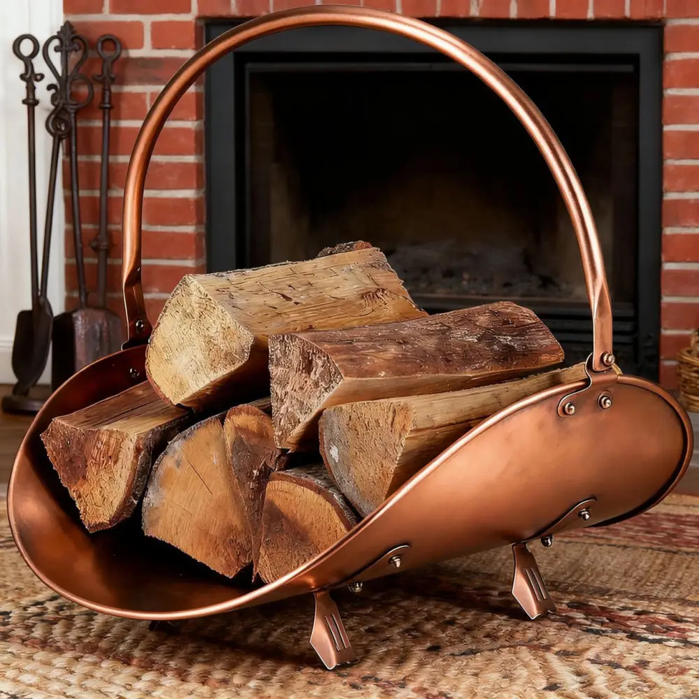 Outdoor Indoor Firewood Storage Rack Metal Log Holder Fireplace Wood Organizer Modern Durable Shelf Simple Home Heating