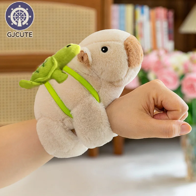 Cute Capybara Plush Doll Clap Circle Toy Capybara Plush Bracelet Stuffed Slap Snap Wristband Toy Funny Hand Ring Party Gift