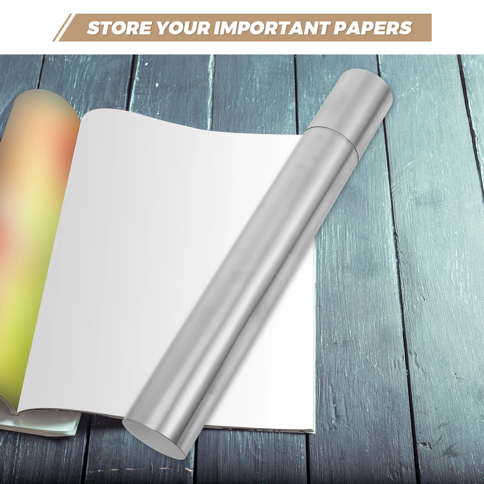 Document Tube Birth Certificate Holder for Travel Blueprint Storage Silver Rack Work