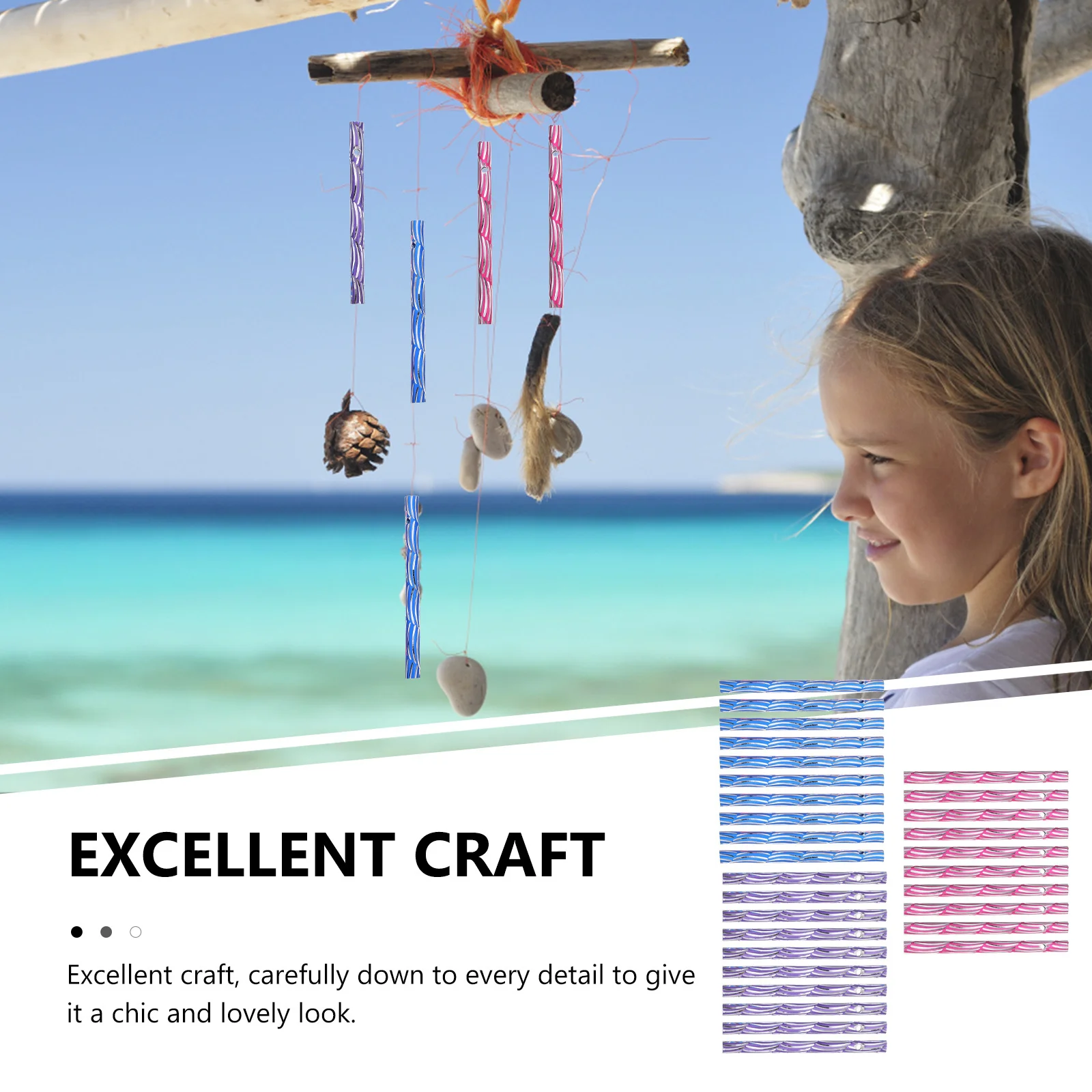 

60pcs Metal Wind Chimes For Diy Wind Bell Making Garden Decoration Hollow Chime Replacement Parts Outdoor Home Decor