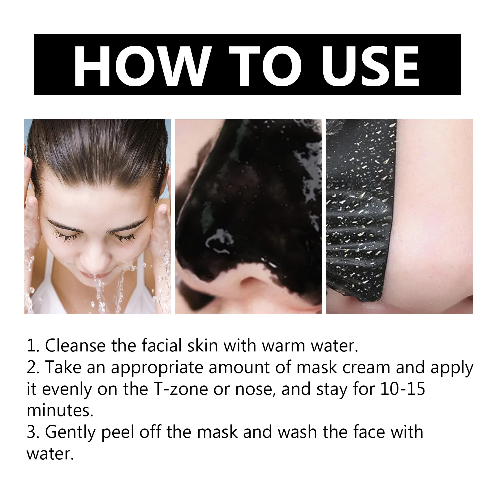 Blackhead Remover Face Mask Deep Cleansing Oil Control Shrink Pores Treatment Acne Moisturizing Peel Off Black Mask Facial Cream