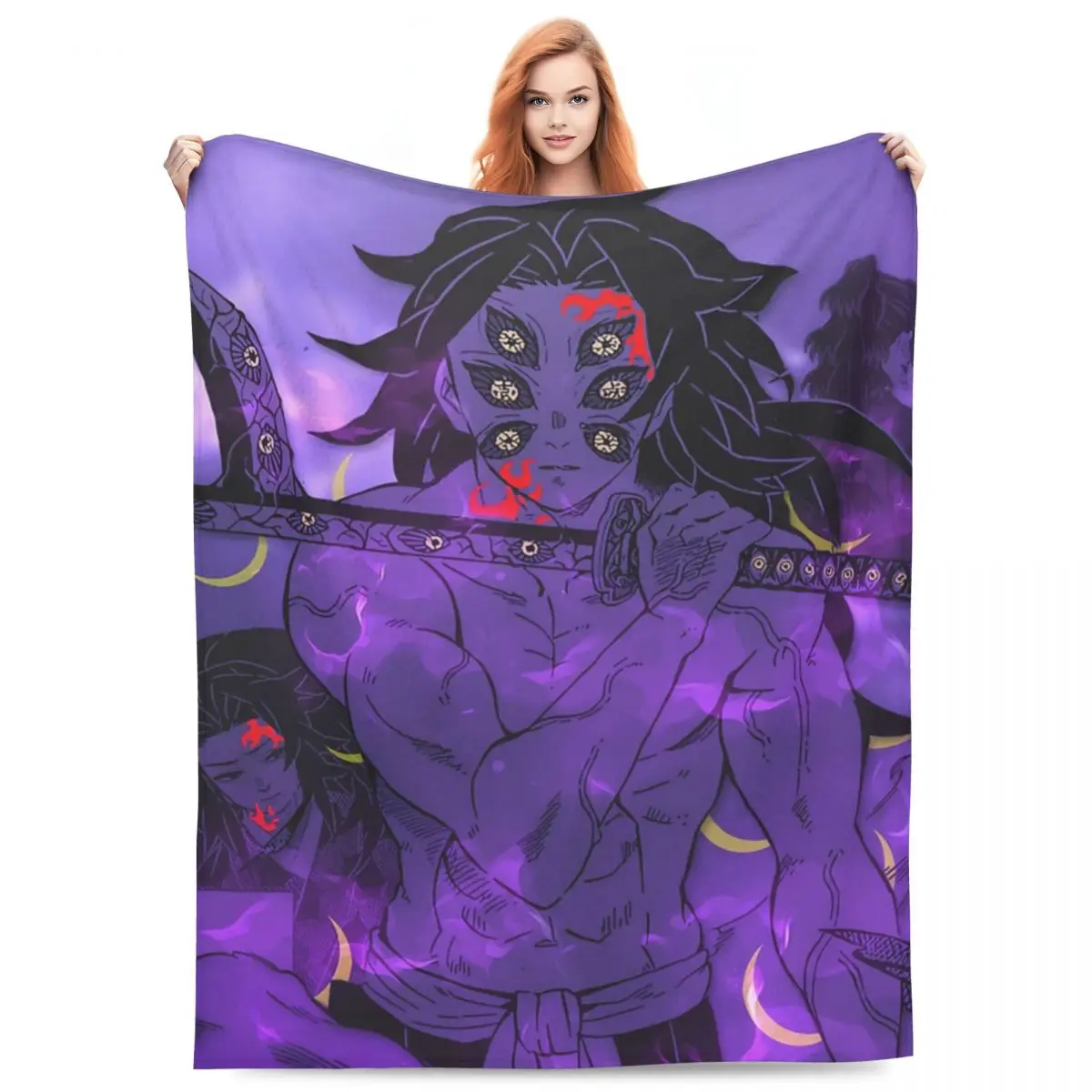 

Throw Blanket Kokushibo Demon Slayer Micro Fleece Blanket Four Sizes Fashionable Warm For Camping AntiPilling Blanket