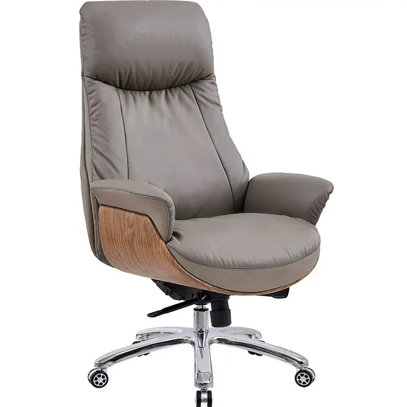 

Leather office chair reclining boss chair sedentary comfortable study modern Internet