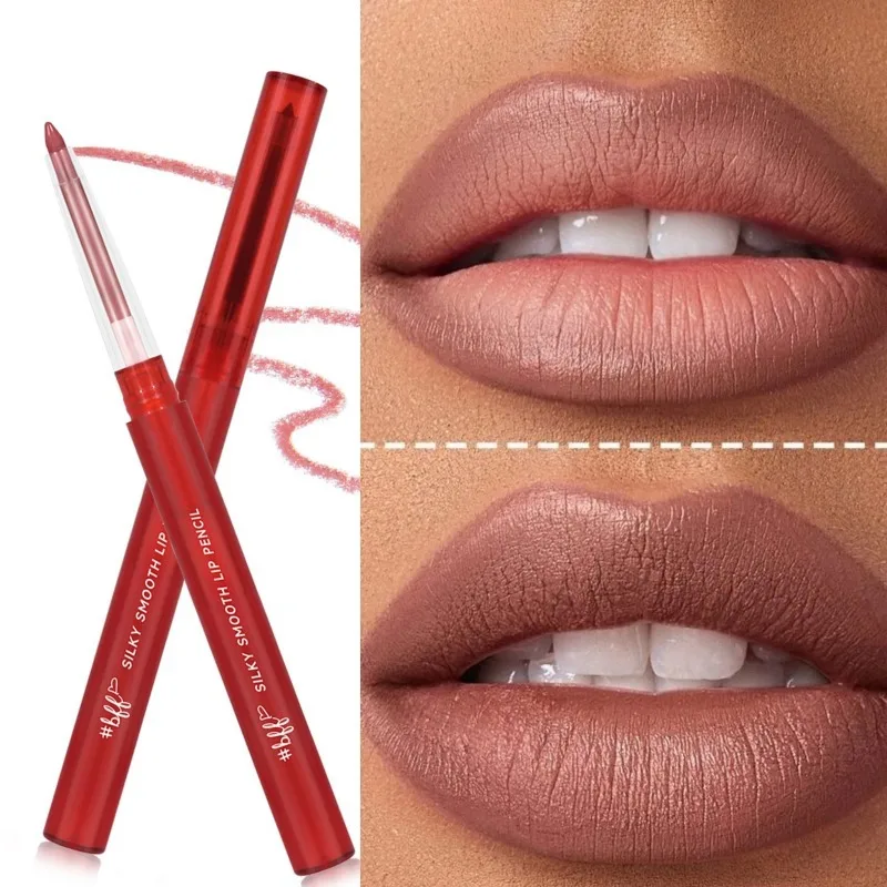 Delineador de labios desnudo mate 2 en 1, lápiz labial resistente al agua de larga duración, contorno de terciopelo rosa y morado, línea de tinte de labios rojo, cosmético