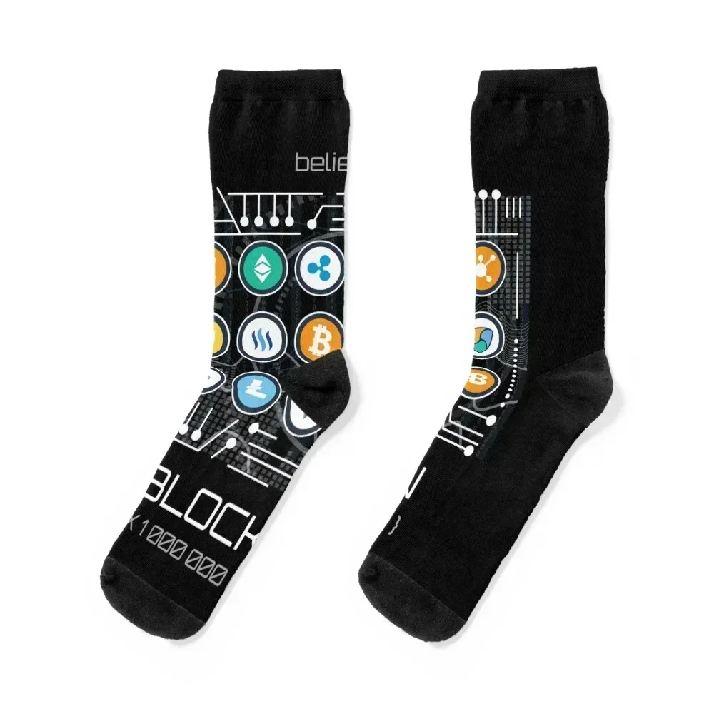 

Blockchain Cryptocurrency Design BitCoin Crypto BTC Gift Socks aesthetic with print designer Men's Socks Women's