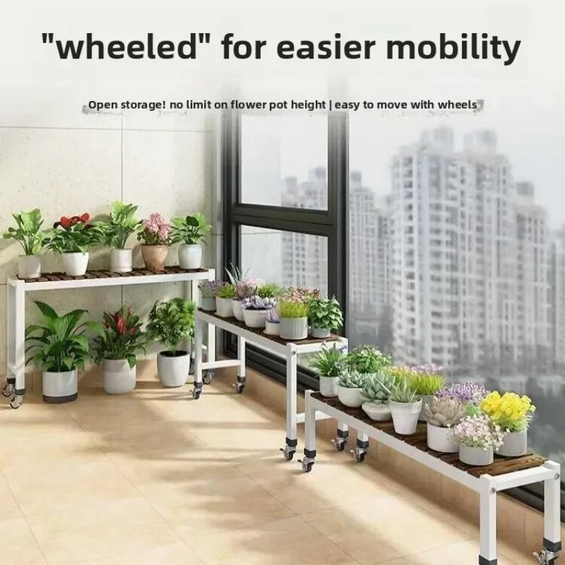 Iron Plant Stand Indoor Floorstanding Multifunctional Mobile Storage Planter Balcony Flower Rack Plantenplanken Plant Stand