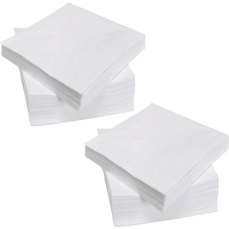 200 Count 2 Ply Plain White Beverage Napkins Disposable Four Fold 9.8