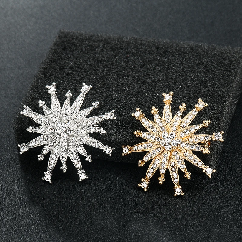 Factory Directly Rhinestones Starburst Brooch Pins