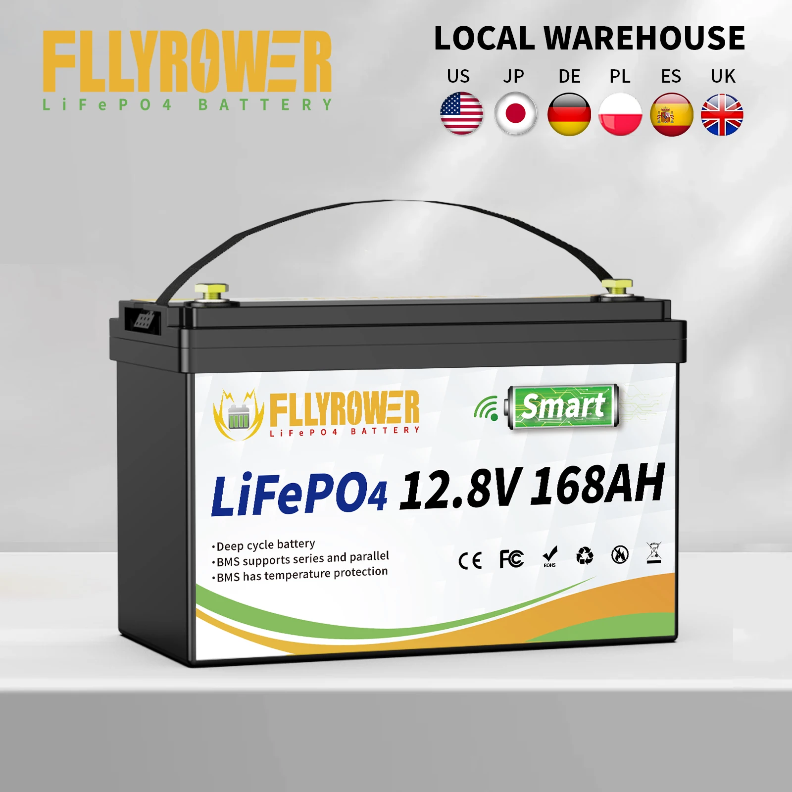 

Литиевый аккумулятор LiFePO4 12 В 168 Ач с Bluetooth BMS 8000 + циклы для туристических кемперов, внедорожных солнечных ветровых литиевых батарей