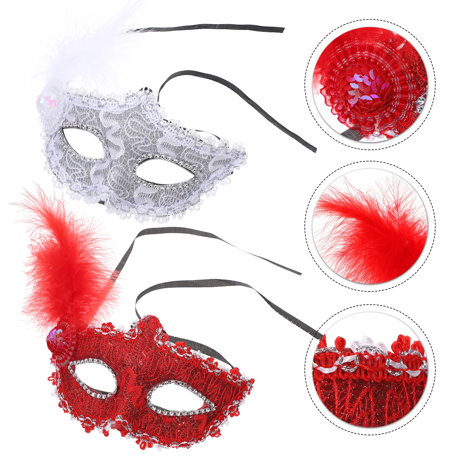

2 Pcs Mask Party Fancy Dress Masks Mardi Gras Accessories Festival Costume Props