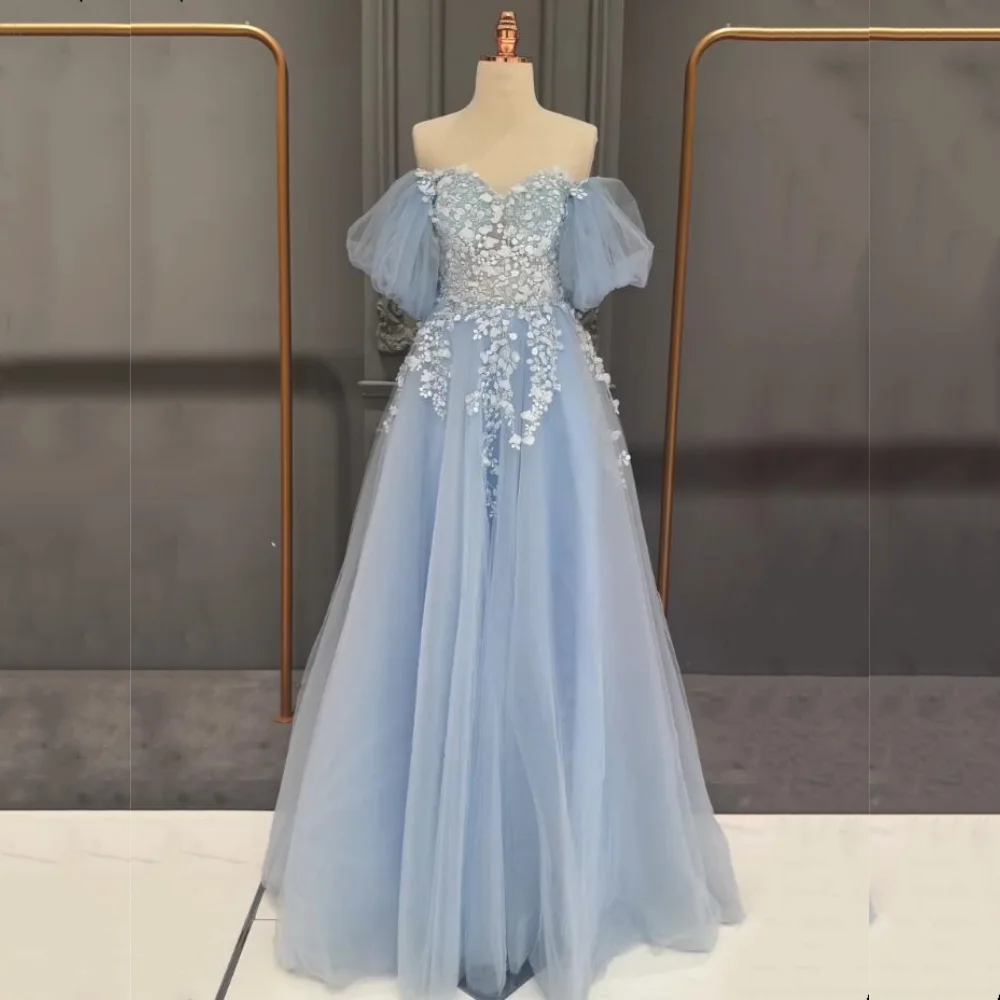 

Customized Net Applique Off-the-shoulder A-line Long Dresses Bespoke Occasion Women's Evening Elegant Party Gorgeous Formal