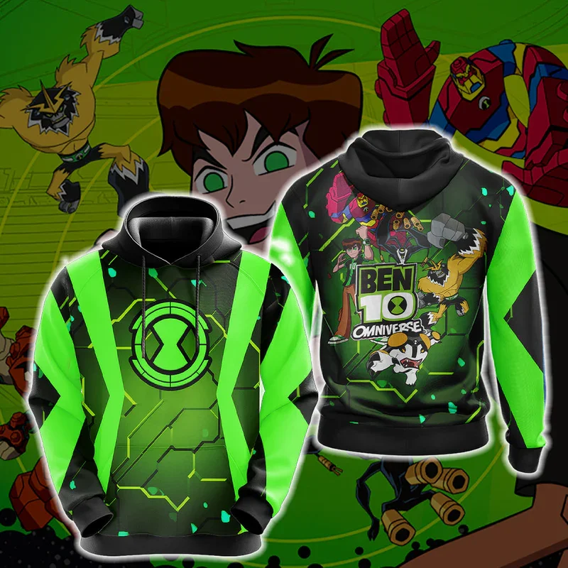 

Новый аниме Omnitrix Ben10, толстовки для косплея, толстовка, мужской спортивный костюм с 3D принтом для мужчин и женщин, пальто большого размера, Harajuku Y2k, мужская одежда