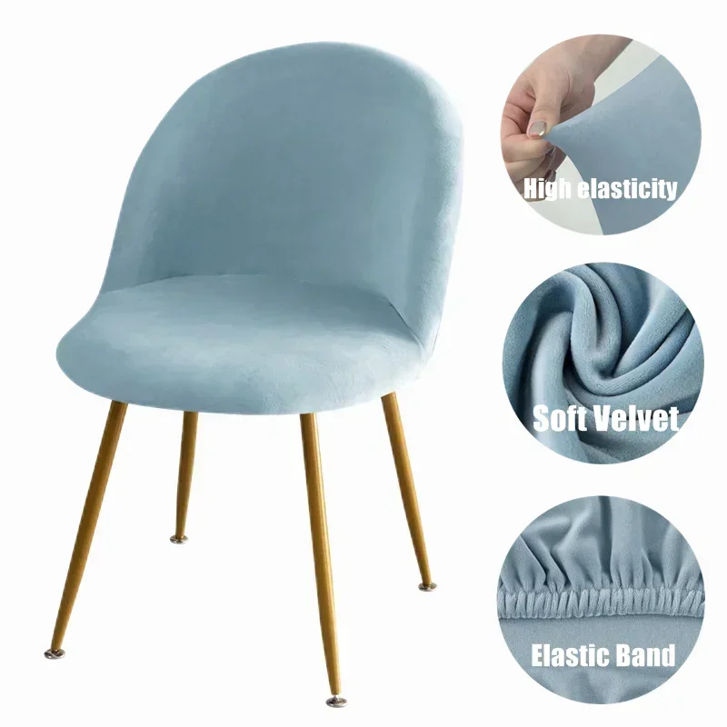 

Soft Velvet Chair Cover Low Back Duckbill Chair Slipcover Elastic Curved Thick Dining Room Seat Covers for Kitchen Hotel Home