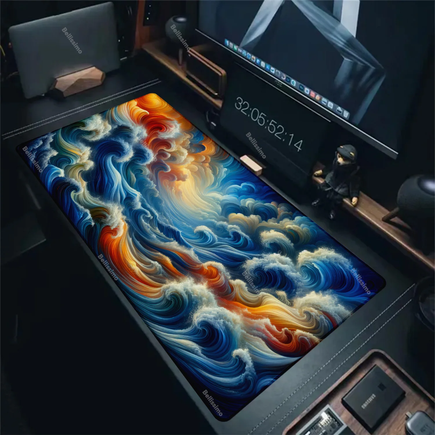 

Colorful Clouds Art Deskmat Gaming Mousepad 100x50cm Purple Mats Black Carpet Large Laptop Kawaii Computer Offices Mouse Pad