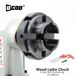 UCDO Wood Lathe Chuck 100mm 4 Jaw Self Centering M33 M25 M18 Woodturning Tool Accessories Woodworking Lathe Machine Tools