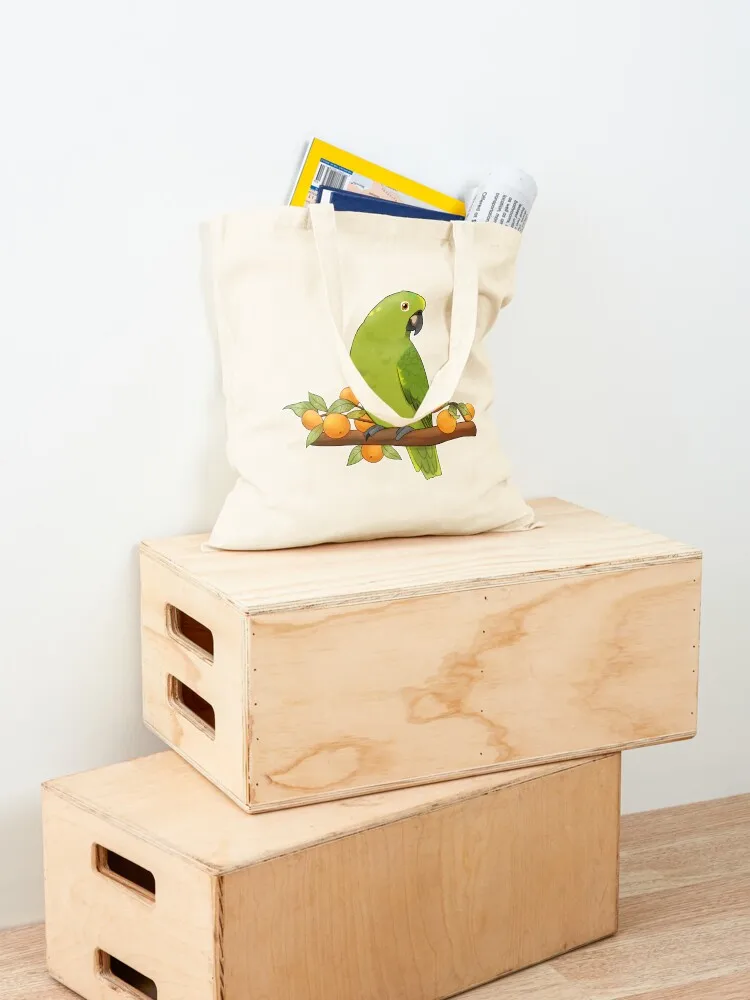 Simpatica borsa tote con pappagallo Amazon, borsa in tessuto