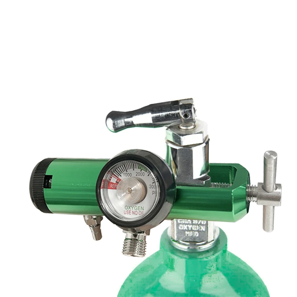 Ventilator Pressure Reducer CGA870 Aluminum Body Medical Oxygen Regulator With Threaded Connection