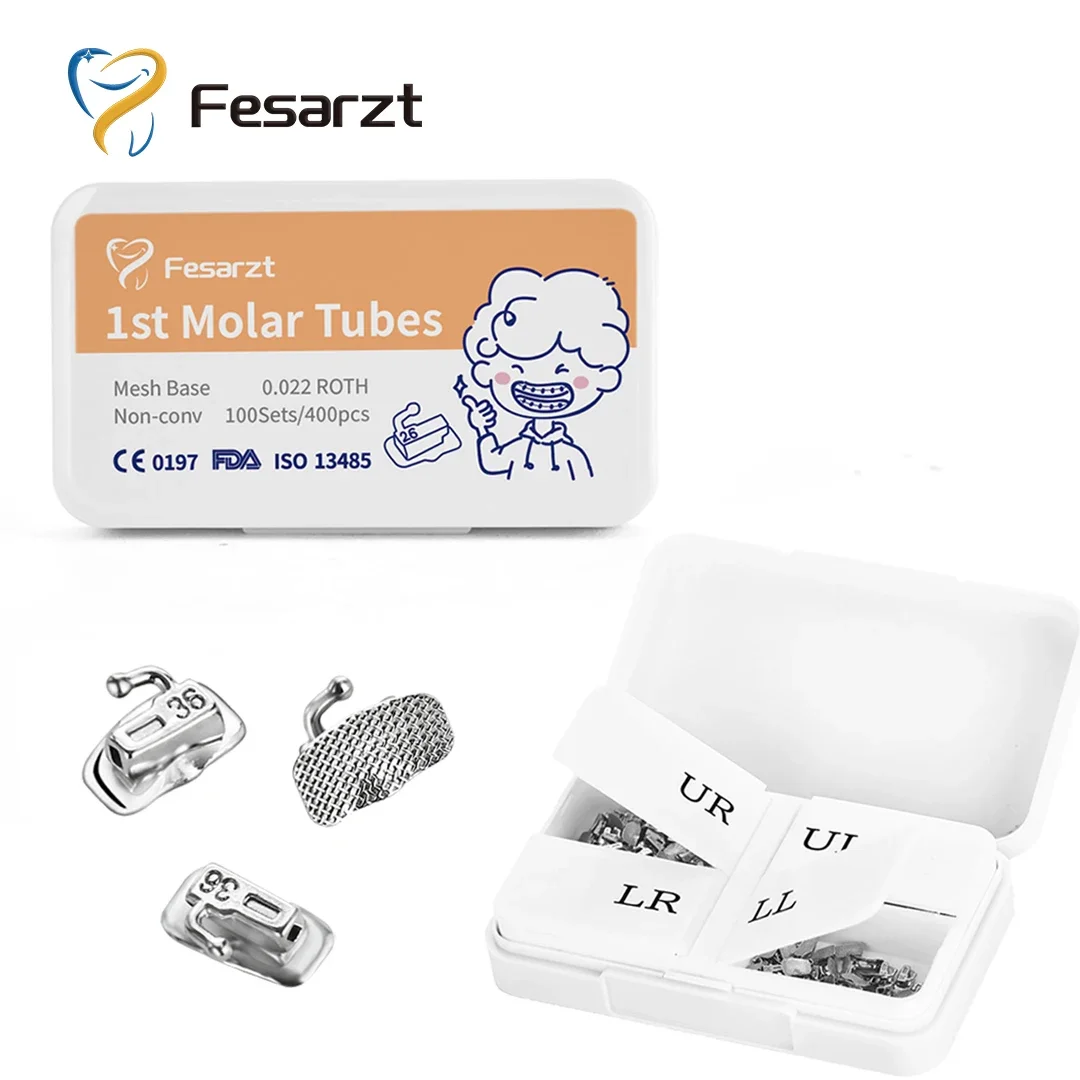 400pcs/box Orthodontic Bonding Dental Buccal Tubes 1st 2nd Molar Bondable Non-Convertible Mesh Base Roth / MBT 0.022 Denistry