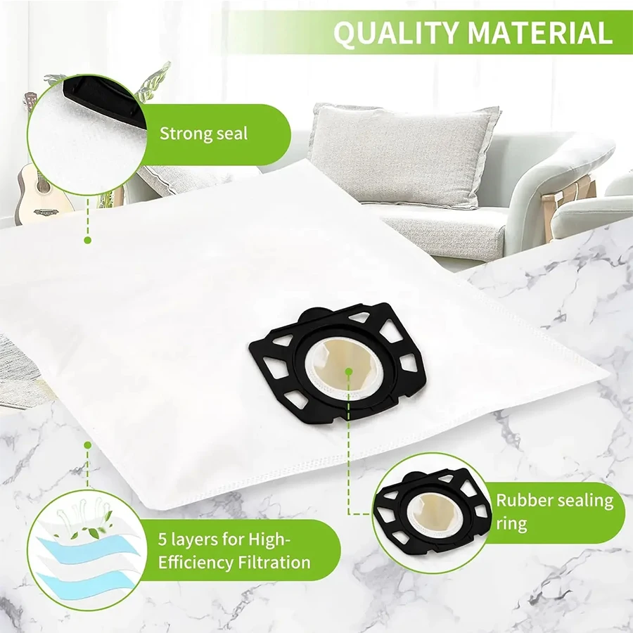 For Karcher MV4 MV5 MV6 WD4 WD5 WD6 WD4000-WD5999 Robot Vacuums Cleaner Dust Bags Disposable Non-Woven Filter Bags Accessories