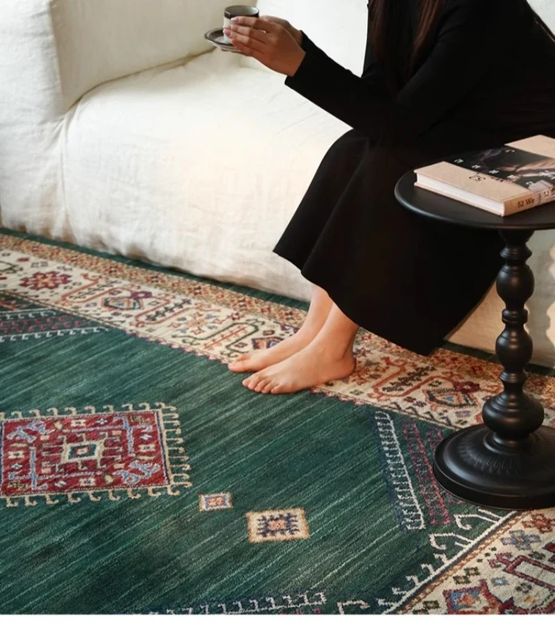 Antibacterial full wool carpet, high-end mansion feeling living room sofa blanket retro