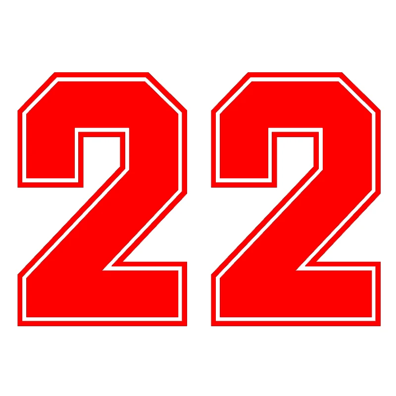 Jpct Funny number 22 decal for RV, motorcycle, helmet decoration accessories, waterproof and sunscreen PVC sticker, 13cmx9cm