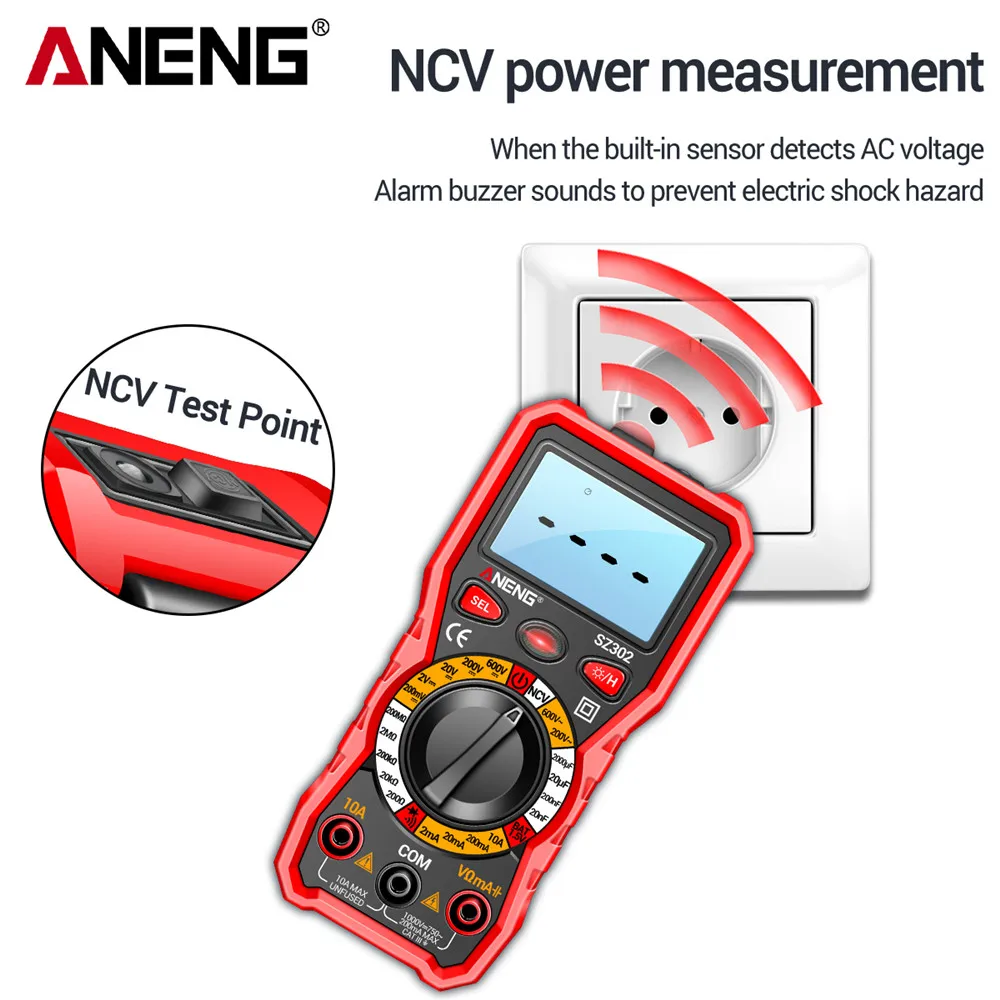 ANENG SZ302 SZ301 profesjonalny inteligentny multimetr cyfrowy z diodami LED AC DC Tester napięcia 220V NCV detektor Tester rezystancji