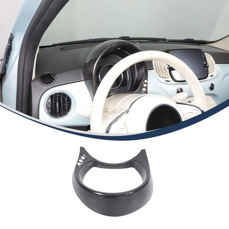 Speedometer Screen Protective Cover Real Carbon Fiber Car Odometer Display Panel Bezel Trim Sticker For Fiat 500 312 2016-2026