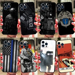 Police Phone Case For iPhone 16 15 12 13 Mini 11 14 Pro XS Max Plus X XR Silicone Cover
